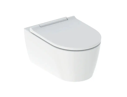 Geberit ONE - Závěsné WC se sedátkem SoftClose, TurboFlush, matná bílá/lesklý chrom 500.202.JT.1