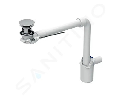 Geberit Příslušenství - Úsporný sifon pro umyvadla s přepadem, výpusť s táhlem, chrom 152.074.21.1