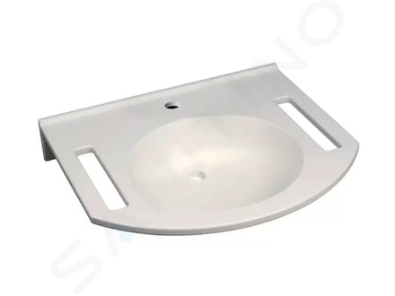 Geberit Publica - Umyvadlo bezbariérové, 60x55x12 cm, bez přepadu, otvor pro baterii, alpská bílá 402160016