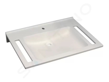 Geberit Publica - Umyvadlo bezbariérové, 70x55x12 cm, bez přepadu, otvor pro baterii, alpská bílá 402170016