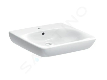 Geberit Selnova Comfort - Umyvadlo bezbariérové, 55x55 cm, s přepadem, otvor pro baterii, bílá 501.461.00.7
