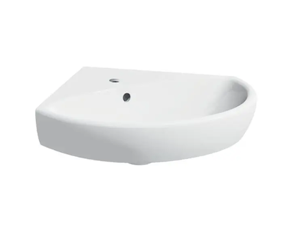 Geberit Selnova - Rohové umývátko 59x56 cm, s přepadem, otvor pro baterii, bílá 501.050.00.5