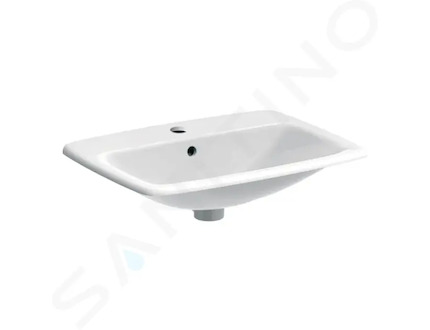 Geberit Selnova Square - Umyvadlo 60x45 cm, s přepadem, otvor pro baterii, bílá 500.307.01.7