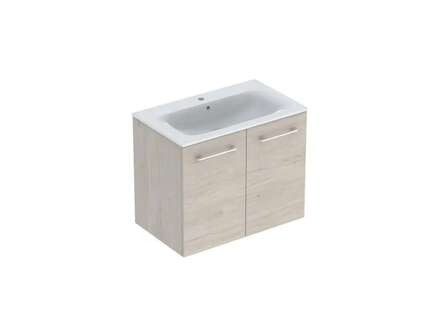 Geberit Selnova Square - Umyvadlová skříňka 64x79x48 cm, s umyvadlem, 2 dvířka, světlý ořech hickory 501.259.00.1