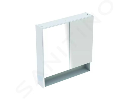 Geberit Selnova Square - Zrcadlová skříňka 85x59x18 cm, 2 dvířka, lesklá bílá 501.264.00.1