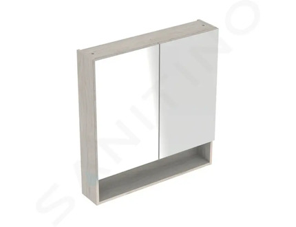 Geberit Selnova Square - Zrcadlová skříňka 85x59x18 cm, 2 dvířka, světlý ořech hickory 501.267.00.1