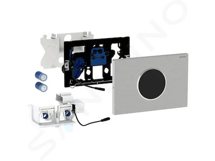 Geberit Sigma10 - Elektronické ovládací tlačítko pro 2 množství splachování, bateriové napájení, kartáčovaná/leštěná nerez 115.9