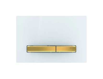 Geberit Sigma50 - Ovládací tlačítko splachování, bílá/mosaz 115.672.11.2