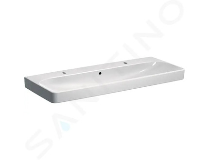 Geberit Smyle Square - Dvojumyvadlo 120x48 cm, s přepadem, 2 otvory pro baterie, bílá 500.253.01.1