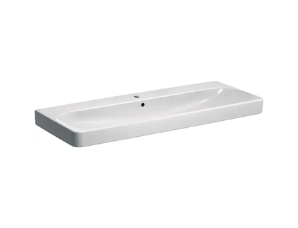 Geberit Smyle Square - Umyvadlo 120x48 cm, s přepadem, otvor pro baterii, bílá 500.226.01.1