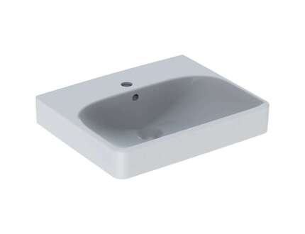 Geberit Smyle Square - Umyvadlo 50x41 cm, s přepadem, otvor pro baterii, bílá 500.256.01.1