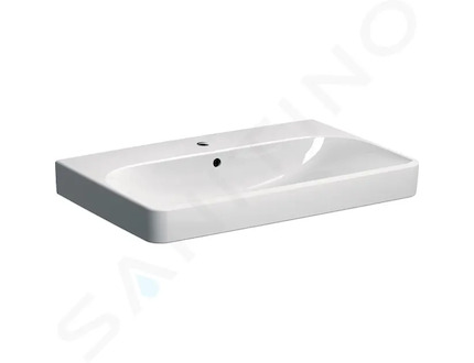 Geberit Smyle Square - Umyvadlo 75x48 cm, s přepadem, otvor pro baterii, bílá 500.249.01.1