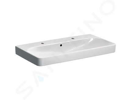 Geberit Smyle Square - Umyvadlo 90x48 cm, s přepadem, 2 otvory pro baterie, bílá 500.252.01.1