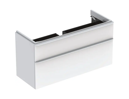 Geberit Smyle Square - Umyvadlová skříňka, 118x47x62 cm, 2 zásuvky, lesklá bílá/matná bílá 500.355.00.1