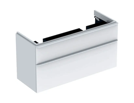 Geberit Smyle Square - Umyvadlová skříňka, 118x47x62 cm, 2 zásuvky, lesklá bílá/matná bílá 500.356.00.1