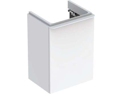 Geberit Smyle Square - Umyvadlová skříňka, 44x36x62 cm, 1 dvířka, panty vpravo, lesklá bílá/matná bílá 500.350.00.1