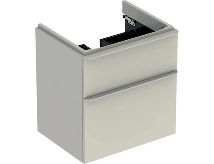 Geberit Smyle Square - Umyvadlová skříňka, 58x47x62 cm, 2 zásuvky, pískově šedá 500.352.JL.1