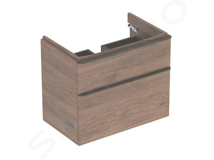 Geberit Smyle Square - Umyvadlová skříňka, 73x47x62 cm, 2 zásuvky, ořech/lávová 500.353.JR.1