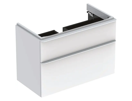 Geberit Smyle Square - Umyvadlová skříňka, 88x47x62 cm, 2 zásuvky, lesklá bílá/matná bílá 500.354.00.1