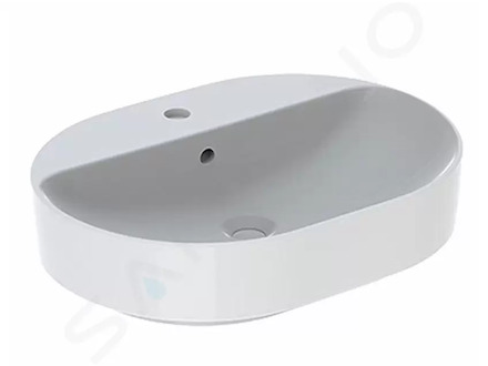 Geberit VariForm - Umyvadlo na desku 50x48 cm, s přepadem, otvor pro baterii, bílá 500.775.01.2
