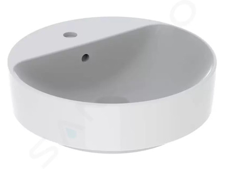 Geberit VariForm - Umyvadlo na desku, průměr 45 cm, s přepadem, otvor pro baterii, bílá 500.769.01.2