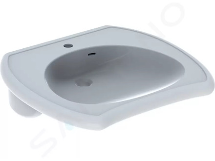Geberit Vitalis - Umyvadlo bezbariérové, 55x55x15 cm, s přepadem, otvor pro baterii, bílá 501.542.01.1