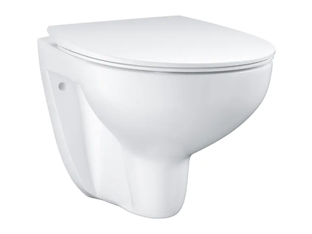 Grohe Bau Ceramic - Závěsné WC se sedátkem Slim, softclose, rimless, alpská bílá 39899000