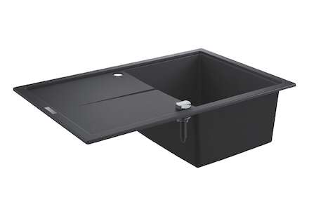 Grohe Dřezy - Kompozitní dřez K400 s automatickým odtokem, 78x50 cm, granitová černá 31639AP0
