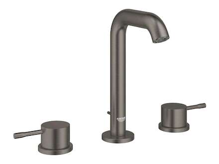 Grohe Essence - Umyvadlová baterie s výpustí, 3-otvorová instalace, kartáčovaný Hard Graphite 20296AL1