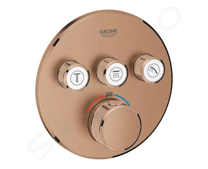 Grohe Grohtherm SmartControl - Termostatická sprchová podomítková baterie, 3 ventily, kartáčovaný Warm Sunset 29121DL0