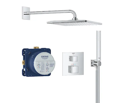 Grohe Precision Cube - Sprchový set s termostatem pod omítku, 31x31 cm, chrom 34879000