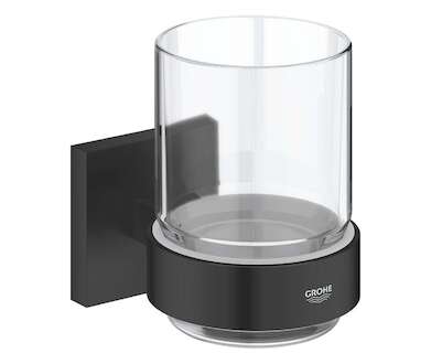 Grohe QuickFix Start Cube - Držák kartáčků a pasty, sklo/matná černá 410972430