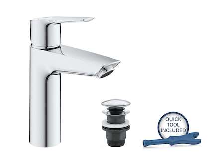 Grohe QuickFix Start - Umyvadlová baterie s výpustí Push-Open, studený start, chrom 23746002
