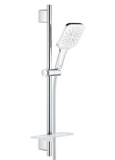 Grohe Rainshower SmartActive Cube - Sada sprchové hlavice 130 9,5 l/min, 3 proudy, tyče 60 cm a hadice, měsíční bílá 26584LS0