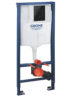 Grohe Rapid SL - Předstěnová instalace s nádržkou pro závěsné WC, tlačítko Skate Cosmopolitan, lesklá černá 39940000