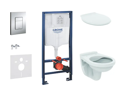 Grohe Rapid SL - Set předstěnové instalace, klozet Alpha se sedátkem, tlačítko Skate Cosmopolitan, chrom 38528SET-KR