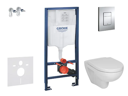Grohe Rapid SL - Set předstěnové instalace, klozetu a sedátka Jika Lyra Plus, tlačítka Skate Cosmopolita, chrom 38528SET-KJ1