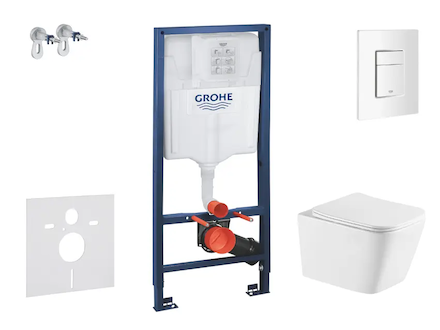 Grohe Rapid SL - Set předstěnové instalace, klozetu Arkas I a sedátka softclose, tlačítko Skate Cosmopolitan, alpská bílá SANI11