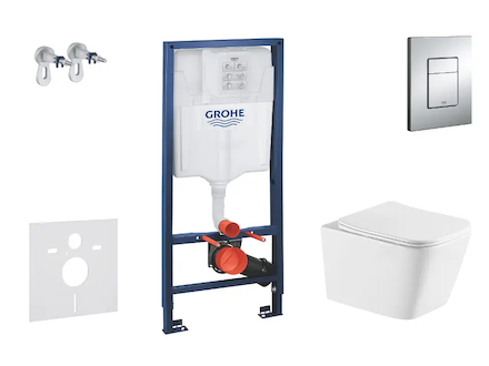 Grohe Rapid SL - Set předstěnové instalace, klozetu Arkas I a sedátka softclose, tlačítko Skate Cosmopolitan, chrom SANI11BA1111