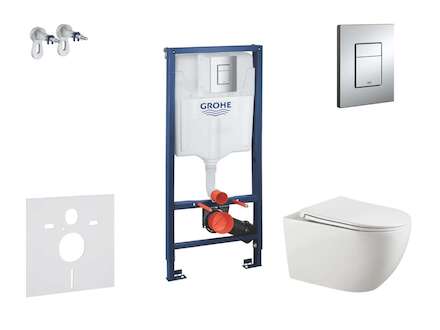 Grohe Rapid SL - Set předstěnové instalace, klozetu Gaia a sedátka softclose, tlačítko Skate Cosmopolitan, chrom SANI11BA1106