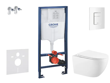 Grohe Rapid SL - Set předstěnové instalace, klozetu Gaia sedátka softclose, tlačítko Skate Cosmopolitan, alpská bílá SANI11BA310