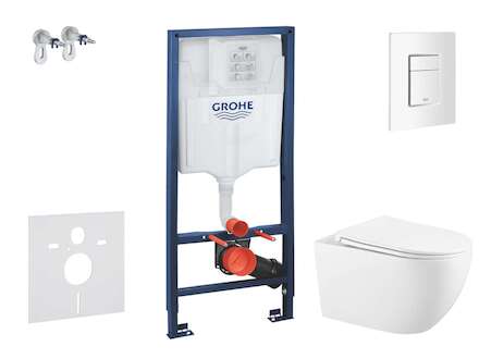 Grohe Rapid SL - Set předstěnové instalace, klozetu Gaia sedátka softclose, tlačítko Skate Cosmopolitan, alpská bílá SANI11BA310