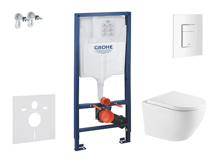 Grohe Rapid SL - Set předstěnové instalace, klozetu Oudee a sedátka softclose, tlačítko Skate Cosmopolitan, alpská bílá SANI11BA