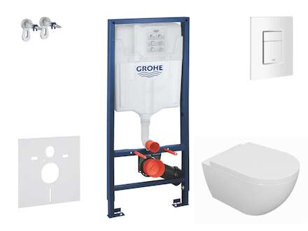 Grohe Rapid SL - Set předstěnové instalace, klozetu Oudee a sedátka softclose, tlačítko Skate Cosmopolitan, alpská bílá SANI11BA