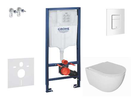 Grohe Rapid SL - Set předstěnové instalace, klozetu Oudee a sedátka softclose, tlačítko Skate Cosmopolitan, alpská bílá SANI11BA