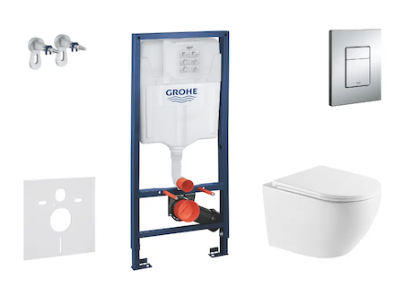Grohe Rapid SL - Set předstěnové instalace, klozetu Oudee a sedátka softclose, tlačítko Skate Cosmopolitan, chrom SANI11BA1109