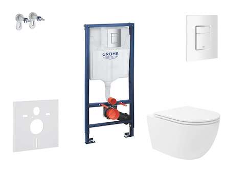 Grohe Rapid SL - Set předstěnové instalace, klozetu Oudee Vortex a sedátka softclose, tlačítko Skate Cosmopolitan, alpská bílá S