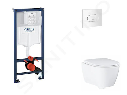 Grohe Rapid SL - Set předstěnové instalace, klozetu, sedátka SoftClose a tlačítka Arena Cosmopolitan, alpská bílá SANI11BB3132