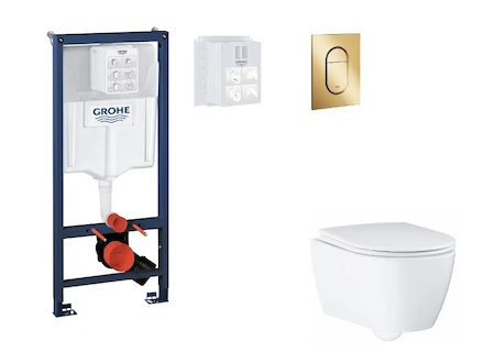 Grohe Rapid SL - Set předstěnové instalace, klozetu, sedátka SoftClose a tlačítka Arena Cosmopolitan S, Cool Sunrise SANI11BB414