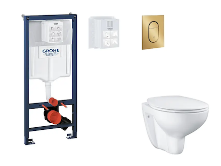 Grohe Rapid SL - Set předstěnové instalace, klozetu, sedátka SoftClose a tlačítka Arena Cosmopolitan S, kartáčovaný Cool Sunrise